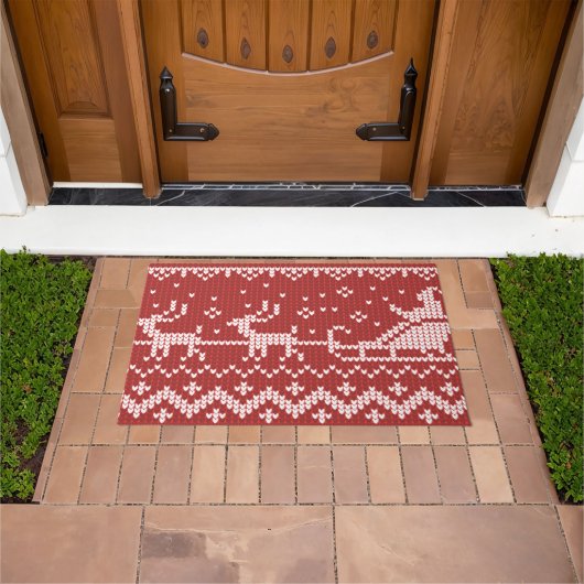 Lelijke trui Santa Claus slee en rendieren Deurmat (Buiten)