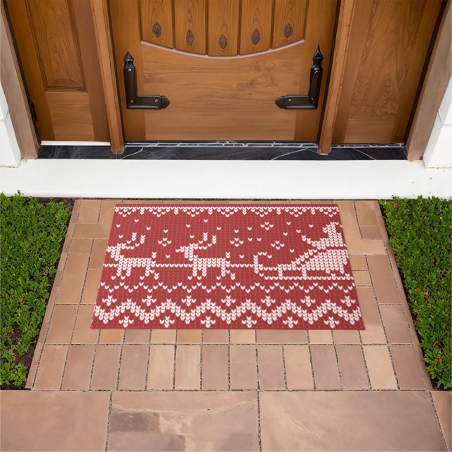 Lelijke trui Santa Claus slee en rendieren Deurmat (Buiten)