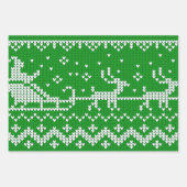 Lelijke trui Santa Claus slee en rendieren Inpakpapier Vel (Voorkant 2)
