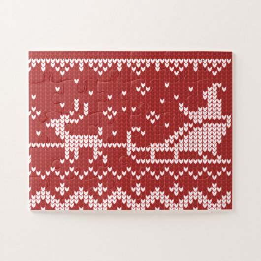 Lelijke trui Santa Claus slee en rendieren Legpuzzel (Horizontaal)