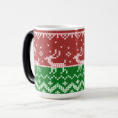 Lelijke trui Santa Claus slee en rendieren Magische Mok (Voorkant links)