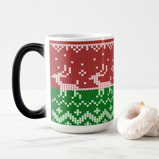 Lelijke trui Santa Claus slee en rendieren Magische Mok (Met donut)