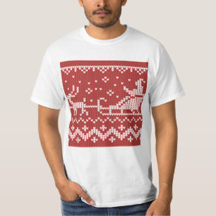 Lelijke trui Santa Claus slee en rendieren T-shirt