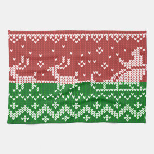 Lelijke trui Santa Claus slee en rendieren Theedoek