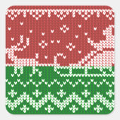 Lelijke trui Santa Claus slee en rendieren Vierkante Sticker (Voorkant)