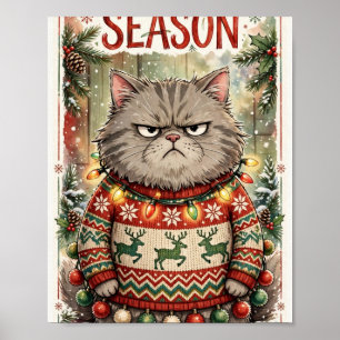 Lelijke Trui Seizoen — Grumpy Cat Kersttrui Poster