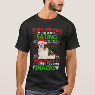 Lelijke trui Shih Tzu Ze zien je eten Kerstmis T-shirt