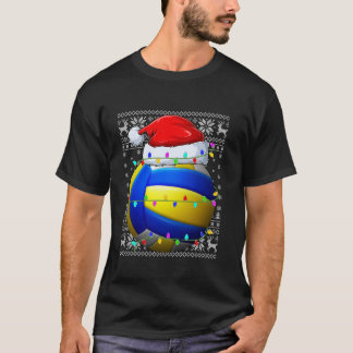 Lelijke trui Sportspeler Santa Hat Volleybal Ch T-shirt