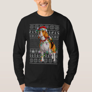 Lelijke trui stijl Kerstmis lichten Kerstman Beagl T-shirt