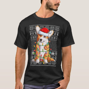 Lelijke trui stijl Kerstmis lichten Kerstman Corgi T-shirt