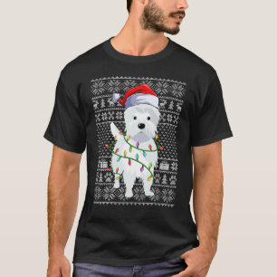 Lelijke trui stijl Kerstmis lichten Kerstman Westi T-shirt