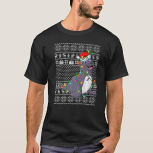 Lelijke trui stijl Kerstmis lichten Kerstman Zeeko T-shirt