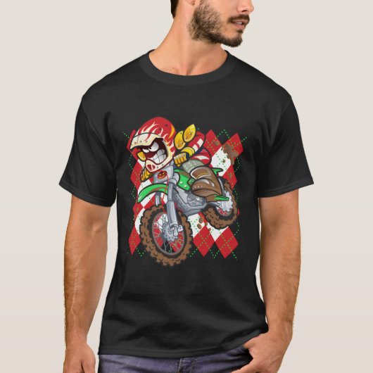 Lelijke trui stijl Santa op een Kind Dirt Bike T-shirt (Voorkant)