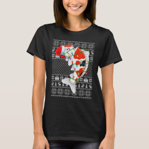 Lelijke trui stijl Xmas lichten Kerstman Koi Vis C T-shirt