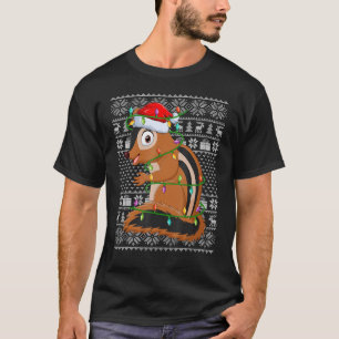 Lelijke trui stijl Xmas verlichting Santa Chipmunk T-shirt