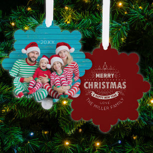 Lelijke trui vrolijk kerst foto ornament kaart