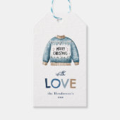 Lelijke trui vrolijk kerstfeest cadeaulabel (Voorkant)