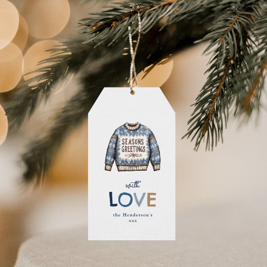Lelijke trui vrolijk kerstfeest cadeaulabel