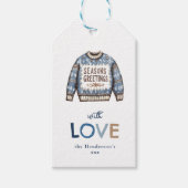 Lelijke trui vrolijk kerstfeest cadeaulabel (Voorkant)