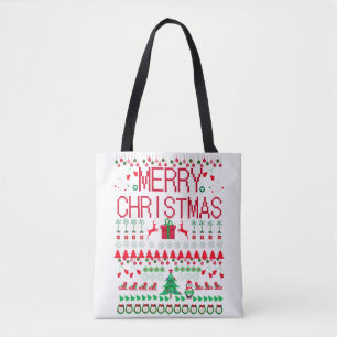 Lelijke trui vrolijk kerstfeest tote bag