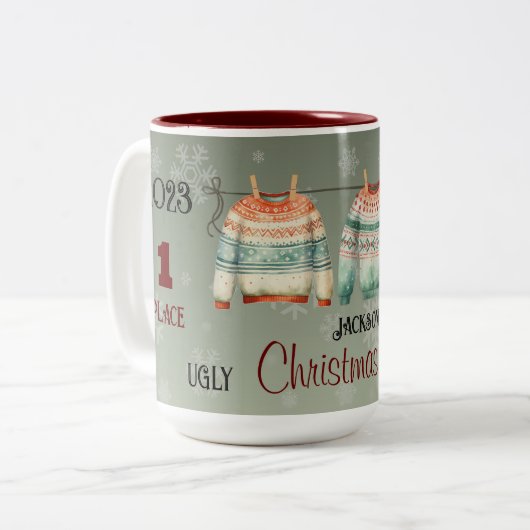 Lelijke trui wedstrijd winnaar's Mok - Aanpassen (Voorkant links)