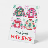 Lelijke trui werpt je stembord reclamebord met voetstuk (Voorkant)