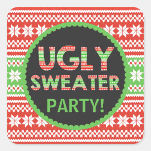 Lelijke trui Word Art Christmas Party Sticker