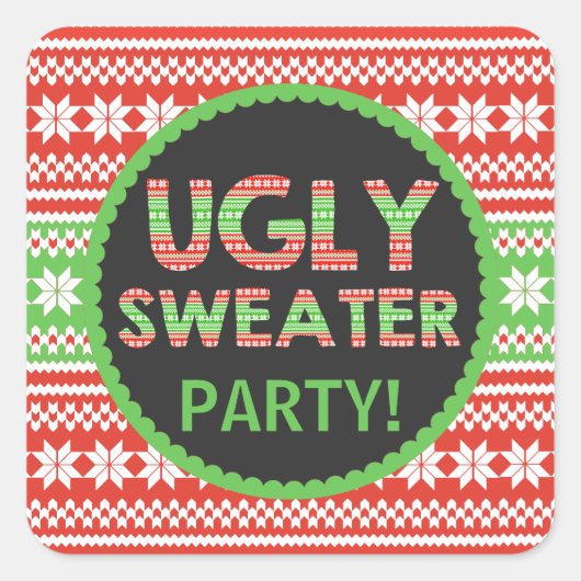 Lelijke trui Word Art Christmas Party Sticker (Voorkant)