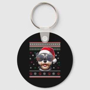 Lelijke trui X-mas Kerstman Miniature Schnauzer Ho Sleutelhanger
