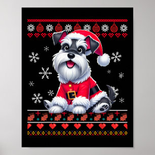 Lelijke Trui X-mas Santa Miniatuur Schnauzer Hond Poster