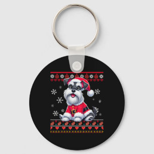 Lelijke Trui X-mas Santa Miniatuur Schnauzer Hond  Sleutelhanger