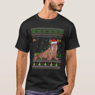 Lelijke Trui Xmas Lights Santa Hat Walrus Kerstmis T-shirt