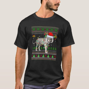 Lelijke Trui Xmas Lights Santa Hat Witte Tijger Ch T-shirt