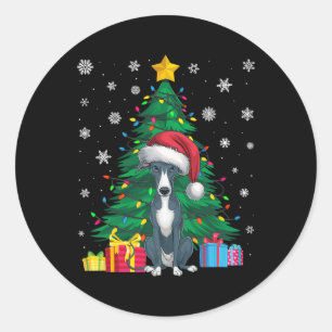 Lelijke Trui Xmas Tree Light Italiaanse Windhond Ronde Sticker