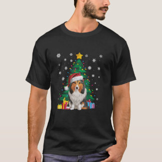 Lelijke Trui Xmas Tree Light Shetland Sheepdog Hon T-shirt