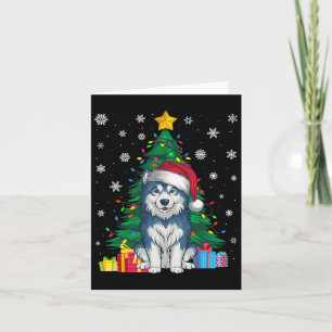 Lelijke Trui Xmas Tree Lights Alaskan Malamute Dog Kaart