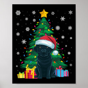 Lelijke trui Xmas Tree Lights Black Labrador Hond Poster