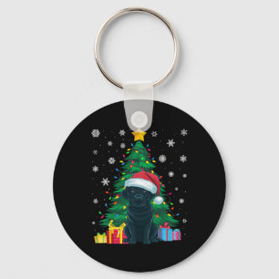 Lelijke trui Xmas Tree Lights Black Labrador Hond Sleutelhanger