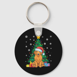 Lelijke Trui Xmas Tree Lights Golden Retriever Hon Sleutelhanger