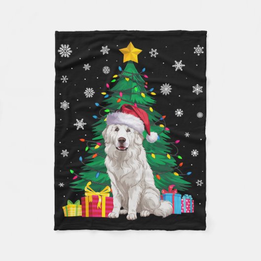 Lelijke trui Xmas Tree Lights Grote Pyreneeën Hond Fleece Deken (Voorkant)