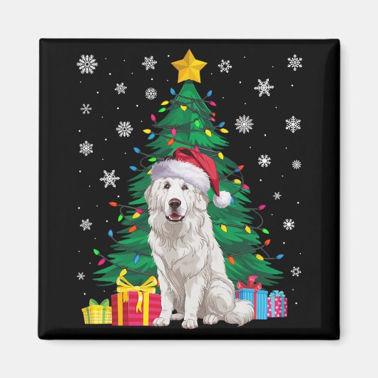 Lelijke trui Xmas Tree Lights Grote Pyreneeën Hond Magneet (Voorkant)