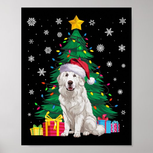 Lelijke trui Xmas Tree Lights Grote Pyreneeën Hond Poster (Voorkant)