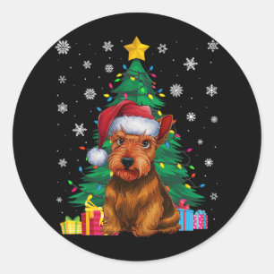 Lelijke Trui Xmas Tree Lights Schotse Terriër Hond Ronde Sticker