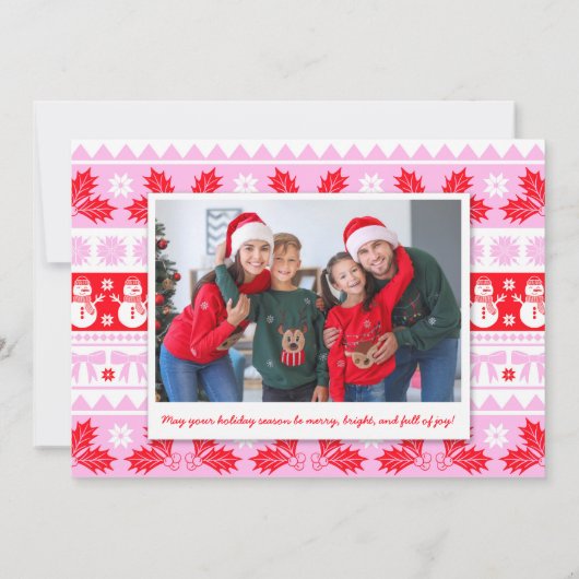 Lelijke truien met kerstman, rendier en sneeuwpopp feestdagenkaart (Achterkant)