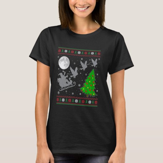 Lelijke Uil Xmas Verlichting Tree Santa Riding Uil T-shirt (Voorkant)