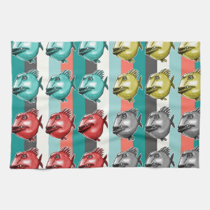 lelijke visgestreepte achtergrond theedoek