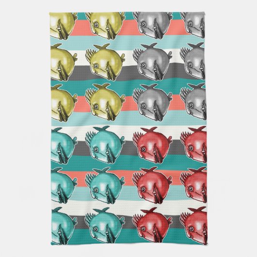 lelijke visgestreepte achtergrond theedoek (Verticaal)