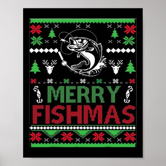 Lelijke visserij kerst B vis kleding Poster (Voorkant)
