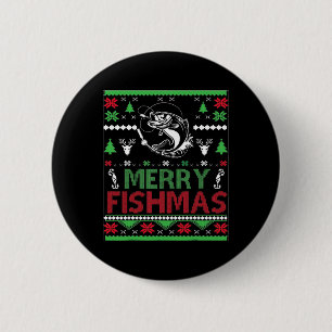 Lelijke visserij kerst B vis kleding Ronde Button 5,7 Cm