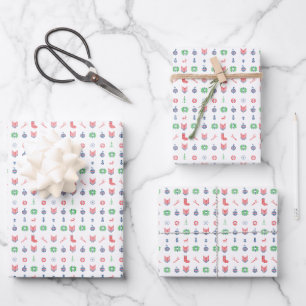 Lelijke vrolijk kerstfeest en een gelukkig nieuwja inpakpapier vel